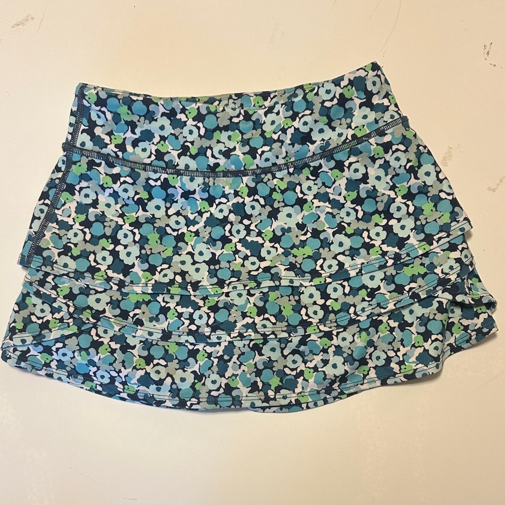 Athleta Floral Mini Skort in Blue and Green